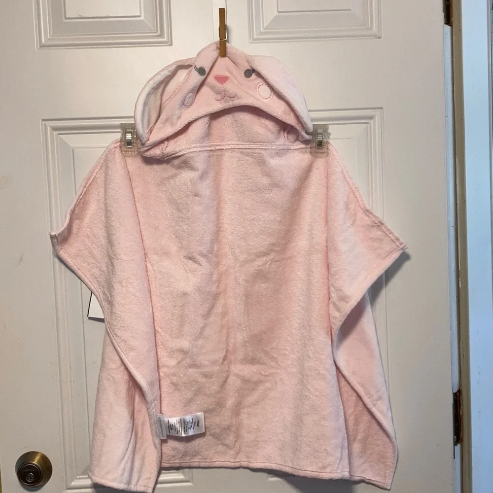 POTTERY BARN KIDS Soft Pink Bunny Rabbit Hooded Towel Poncho 2T 4T